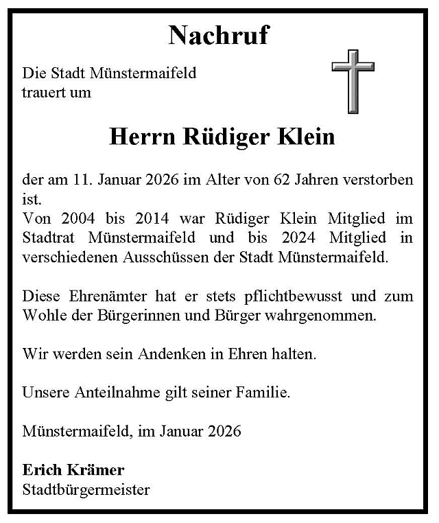 Nachruf Rüdiger Klein